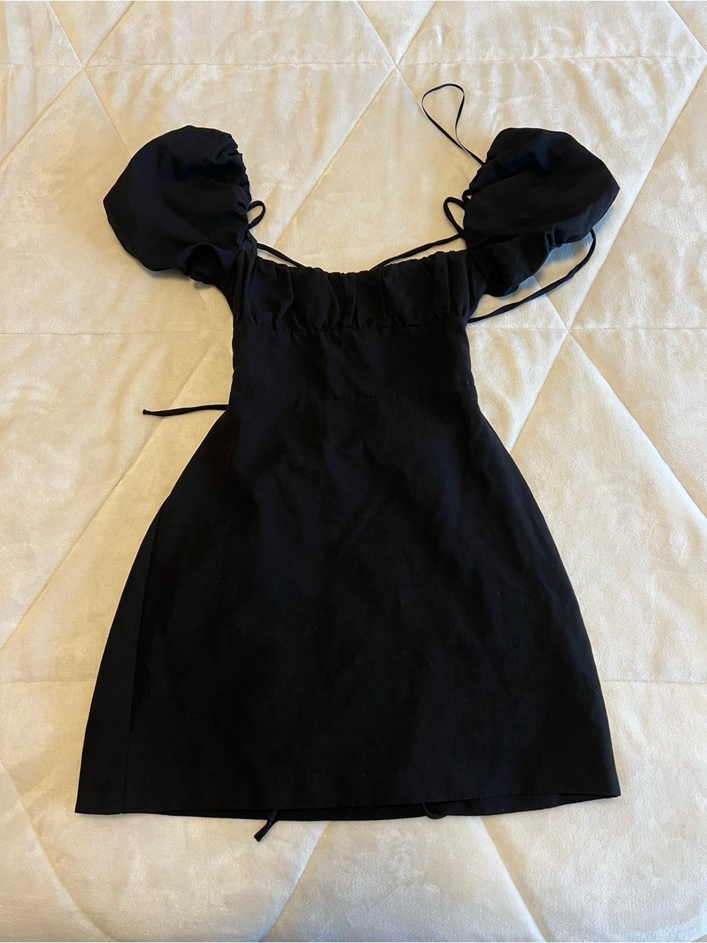 Black Puff-Sleeve Mini Dress